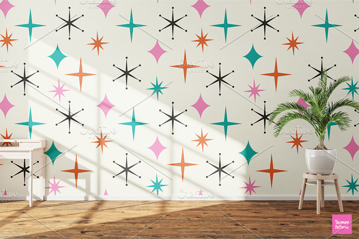 Atomic Cats and Starbursts Patterns, a Pattern Graphic by Yasmine Patterns (Photo 8 of 8)