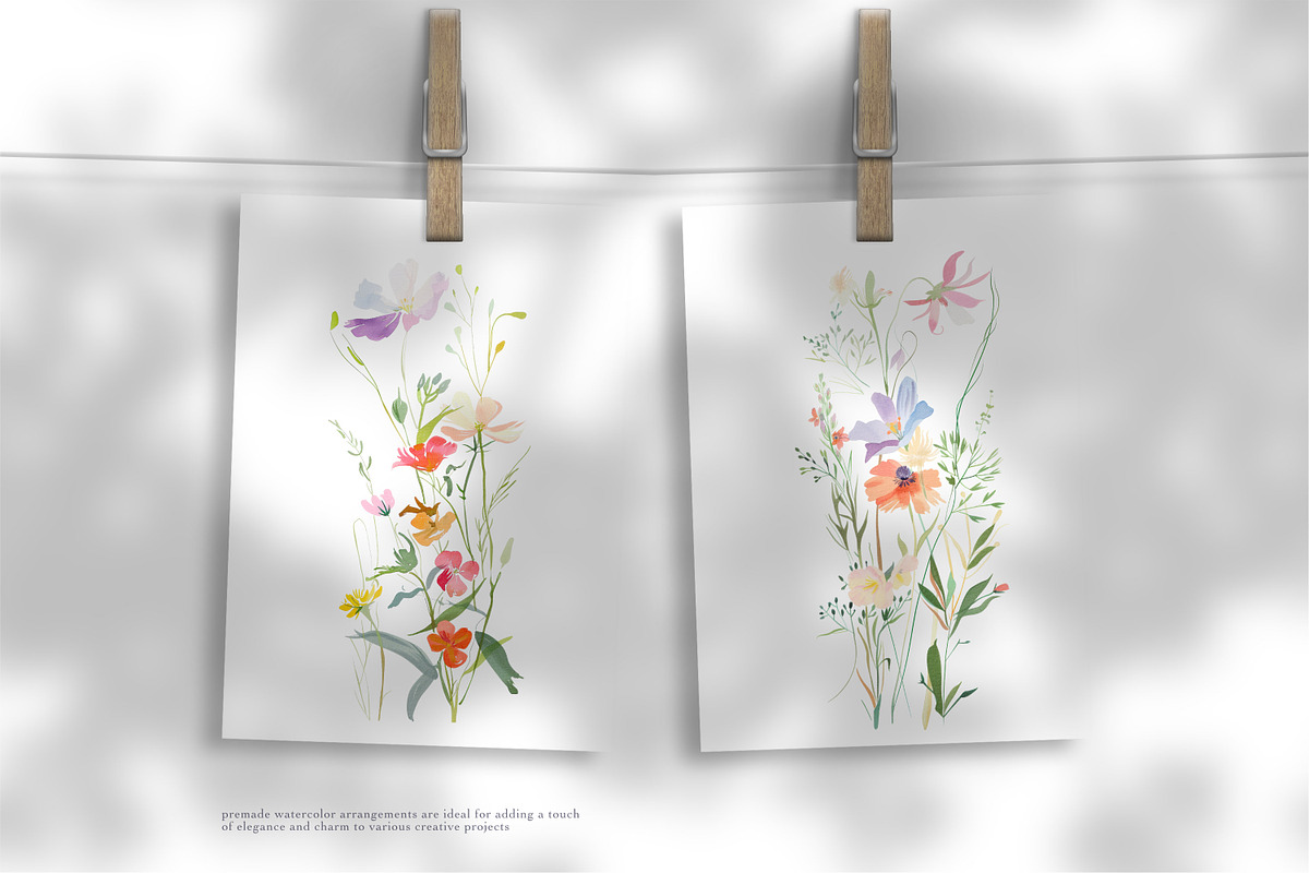 Watercolor Meadow Flower Clipart Set, a Decorative Illustration by Patishop Art (Photo 6 of 6)