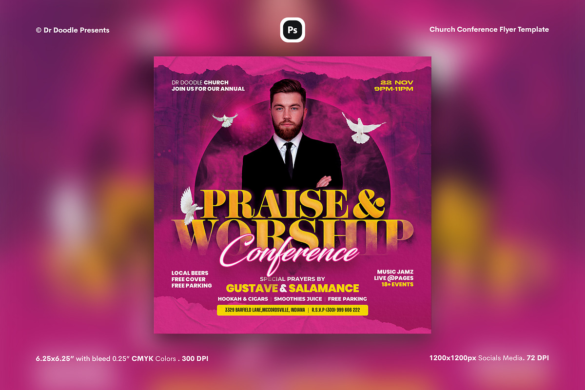 Church Conference Flyer,Social Media, a Flyer Template by iDoodle Studio