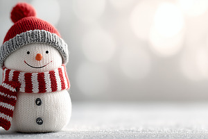 Cute, knitted snowman in a red, a Holiday Photo by MistyDay
