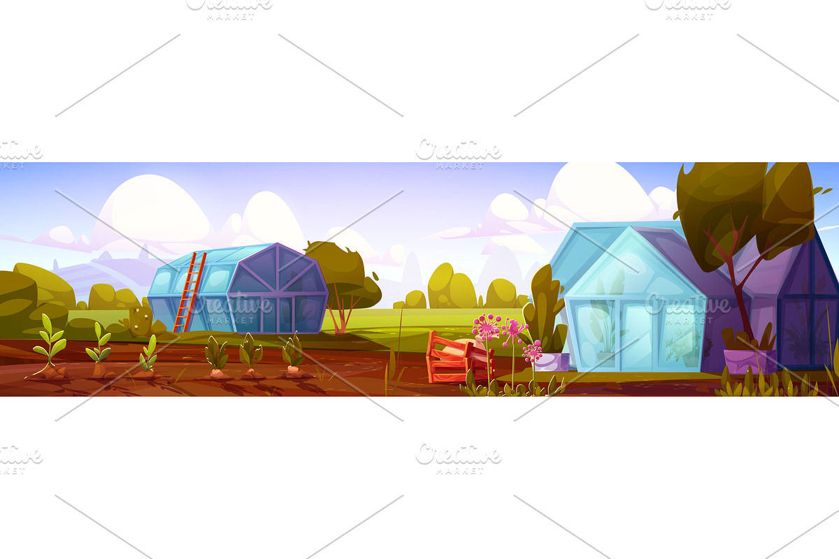 Cartoon garden landscape with, an Object Illustration by art PVP - market