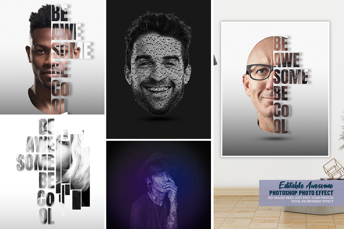 Portrait Editable Text Photo Effect, an Action Add-On by Photoshop Action (Photo 1 of 15)