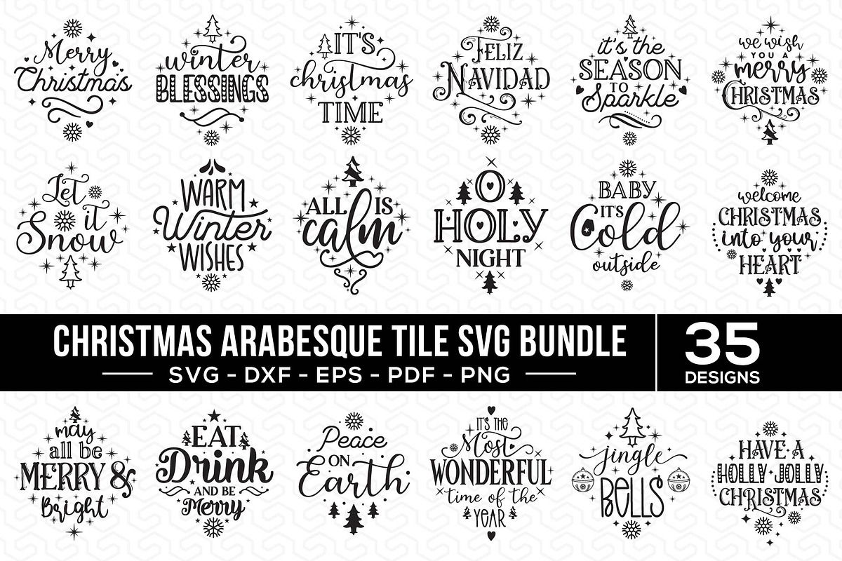 Christmas Arabesque Tile SVG Bundle, a Graphic by CraftlabSVG (Photo 1 of 17)