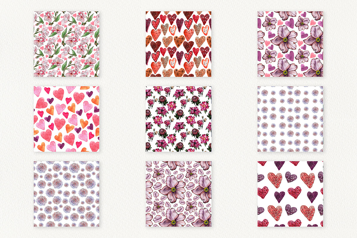 Hearts & Flowers Valentine clipart, a Pattern Graphic by Dina Guiter (Photo 10 of 13)