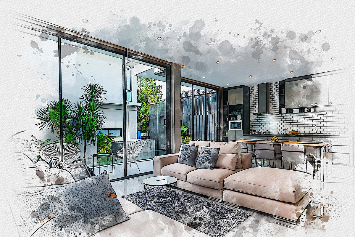 Exterior Watercolor Effect Bundle, an Action Add-On by MRI STUDIO (Photo 2 of 24)