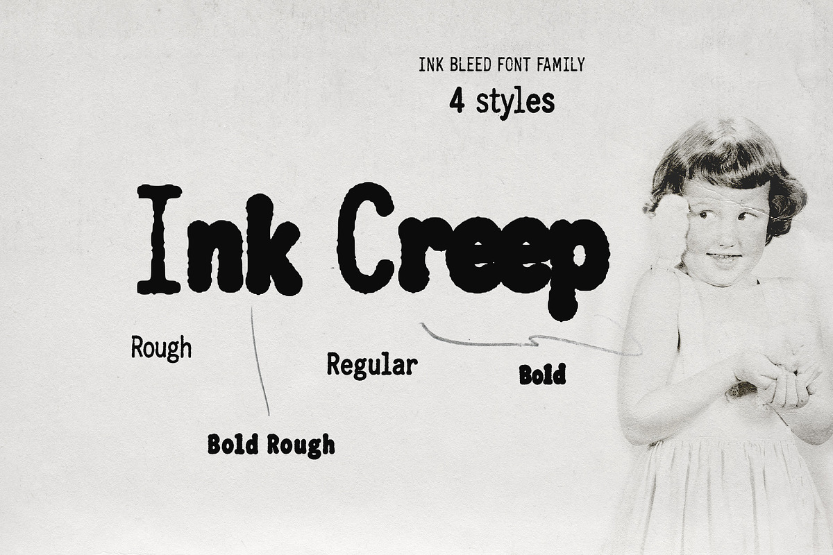 Ink Creep - Ink Bleed Font Family, a Slab Serif Font by Mneme (Photo 1 of 10)