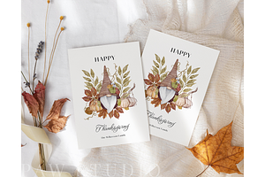 Happy Thanksgiving Gnome Card Fall