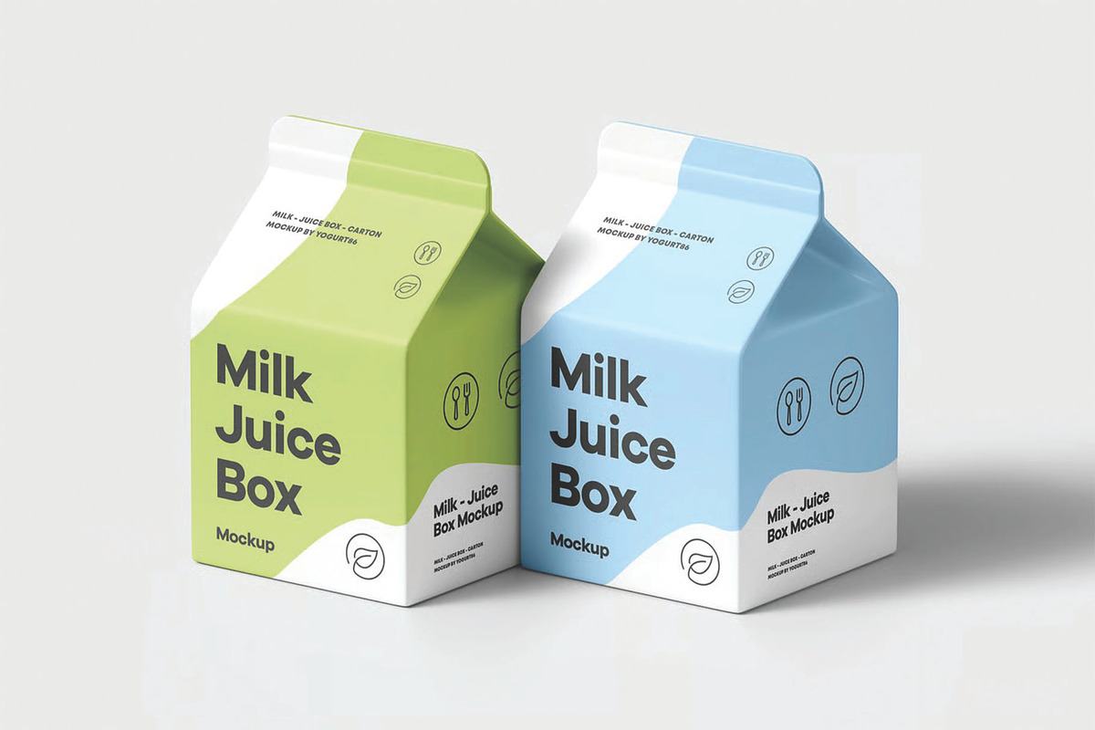 Milk Juice Box Mockup, a Packaging Mockup by DesignRushMarket (Photo 8 of 14)