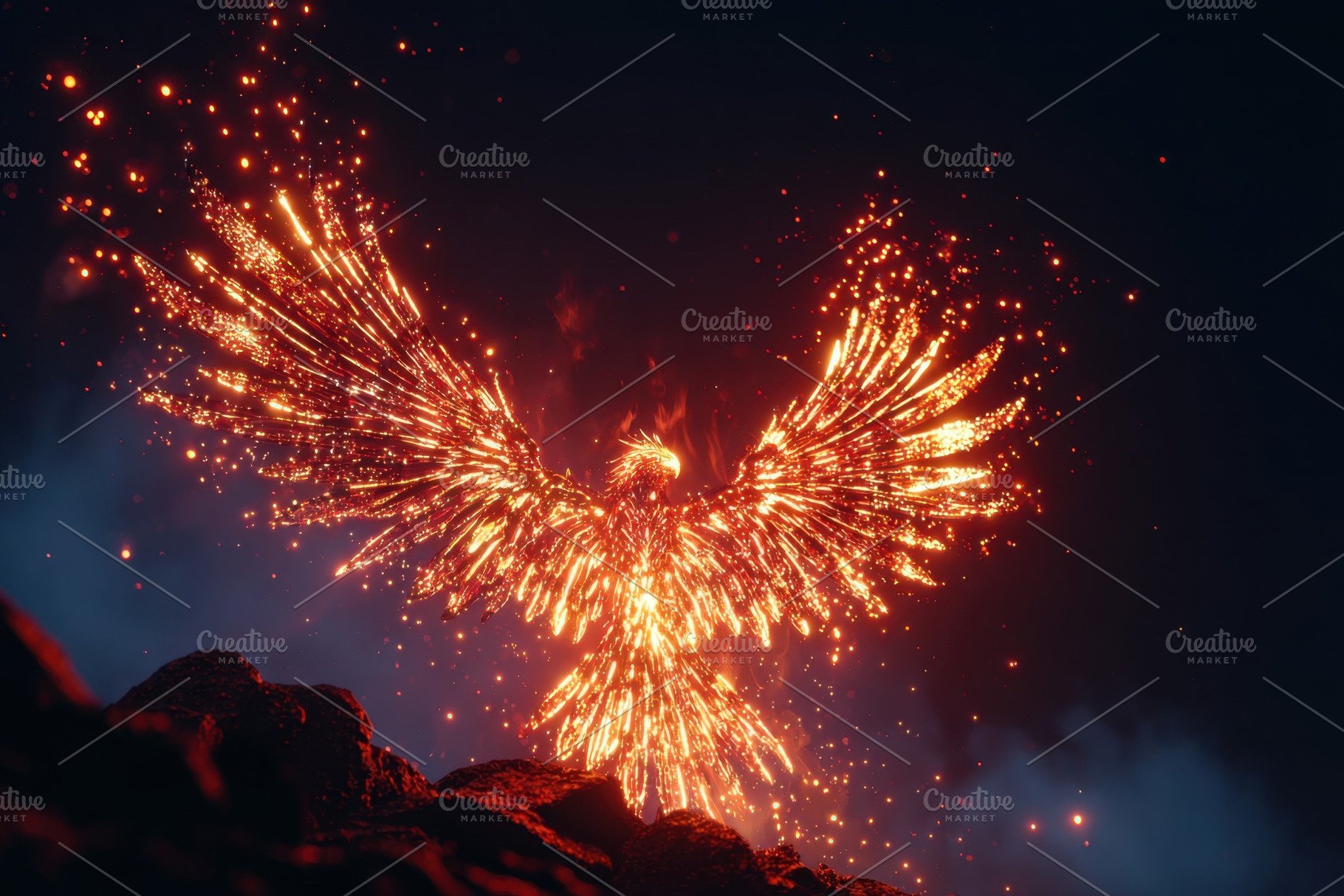 Fiery phoenix rising from the ashes, an Animal Photo by AlyaAnd