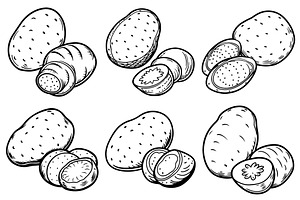 Whole Potatoes and Sliced Potatoes, an Object Graphic by Billah Hub