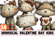 Whimsical Valentine Day Kids Clipart, a Graphic by CitraGraphics (Thumbnail 1 of 4)