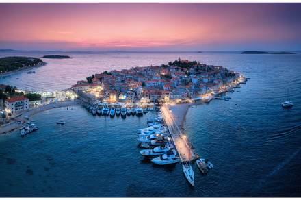 Aeriel view of old town with street