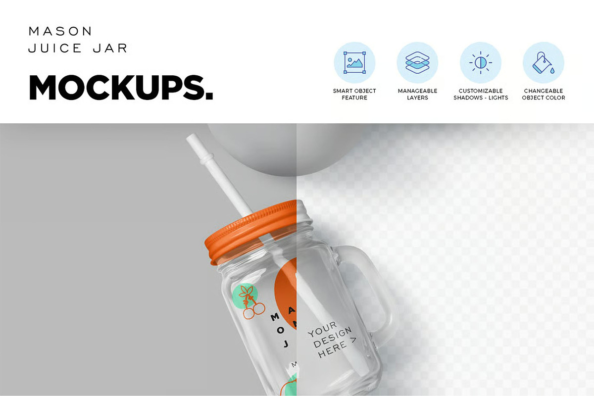 Mason Jar Mockups, a Packaging Mockup by megostudi0 (Photo 3 of 7)