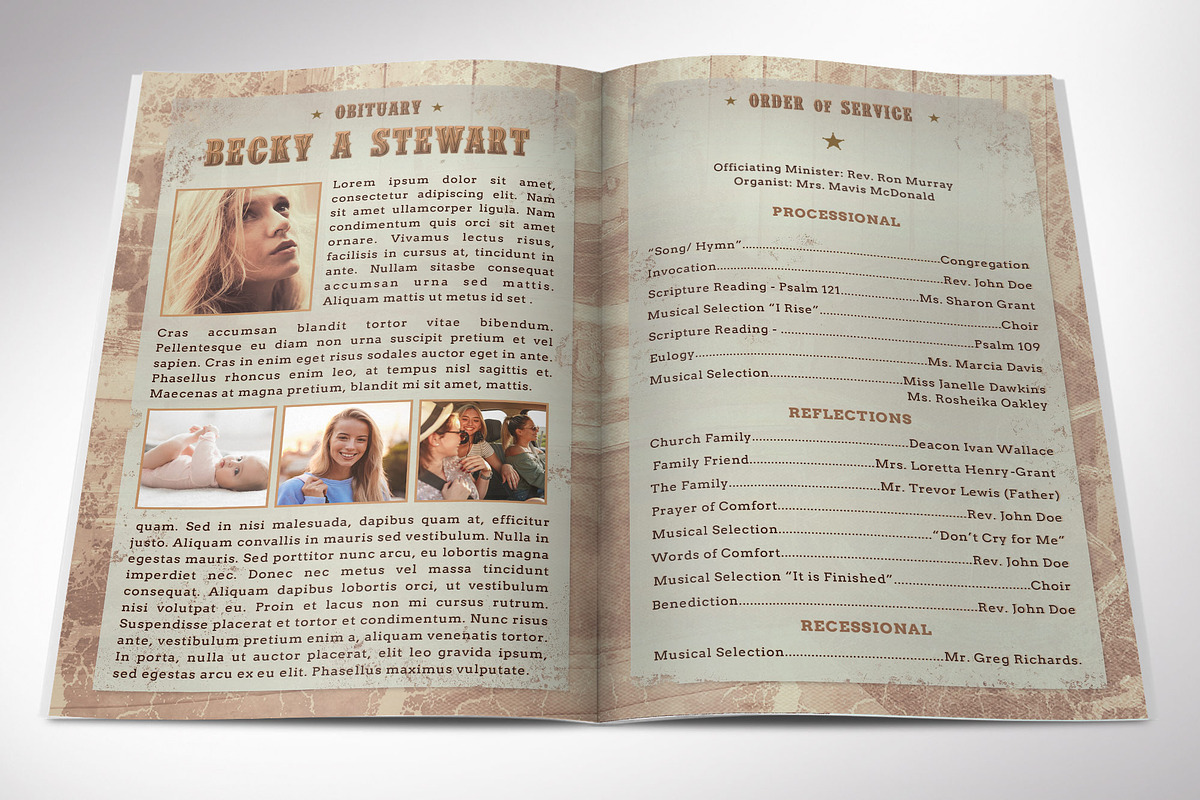 Cow Girl Funeral Program Word, a Brochure Template by Four C Graphic (Photo 2 of 10)