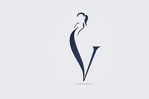 V initial logo for lady beauty salon