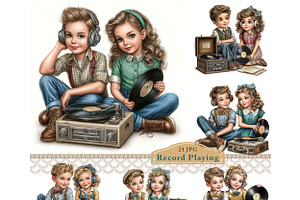 Record Playing Clipart JPG