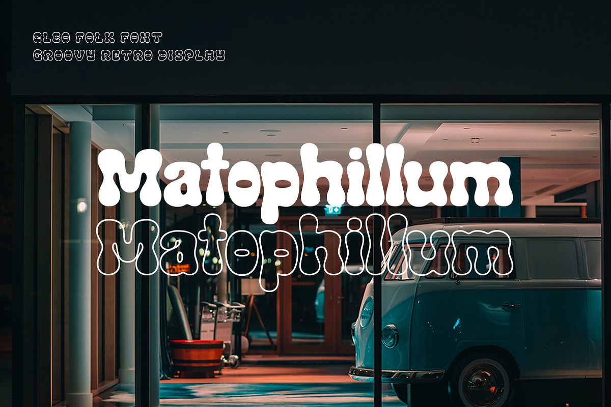 Cleo Folk | Groovy Retro Display, a Serif Font by Pentagonistudio (Photo 3 of 12)