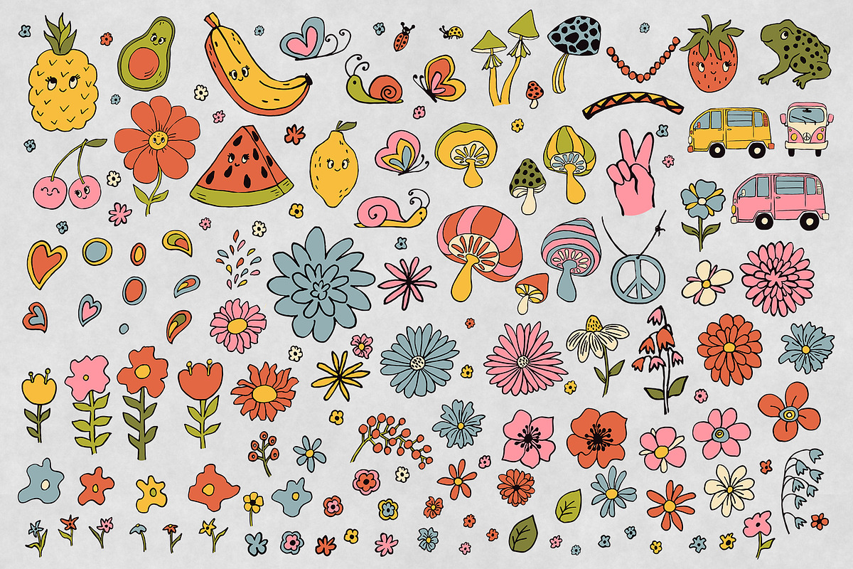Goovy Banana. Fruit Retro Patterns, a Pattern Graphic by MeadowFox (Photo 3 of 8)