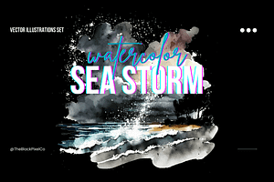 Watercolor Sea Storm Illustrations