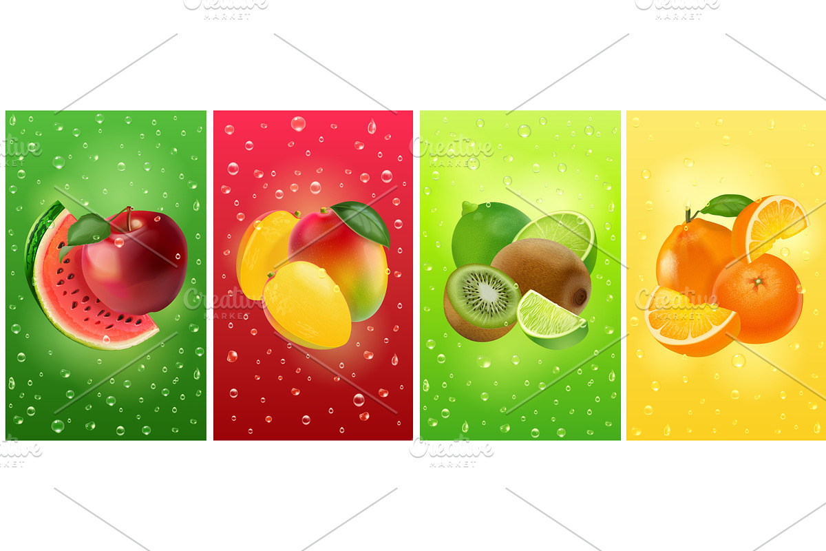 Fruit water drops. Realistic fresh, a Food Illustration by Stock-Smart-Start