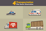 4 Transportation Vector Illustration, a Transportation Illustration by Marco Zenki (Thumbnail 1 of 5)