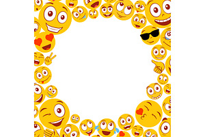 Emoji border frame with funny faces, a Decorative Illustration by Yayasya