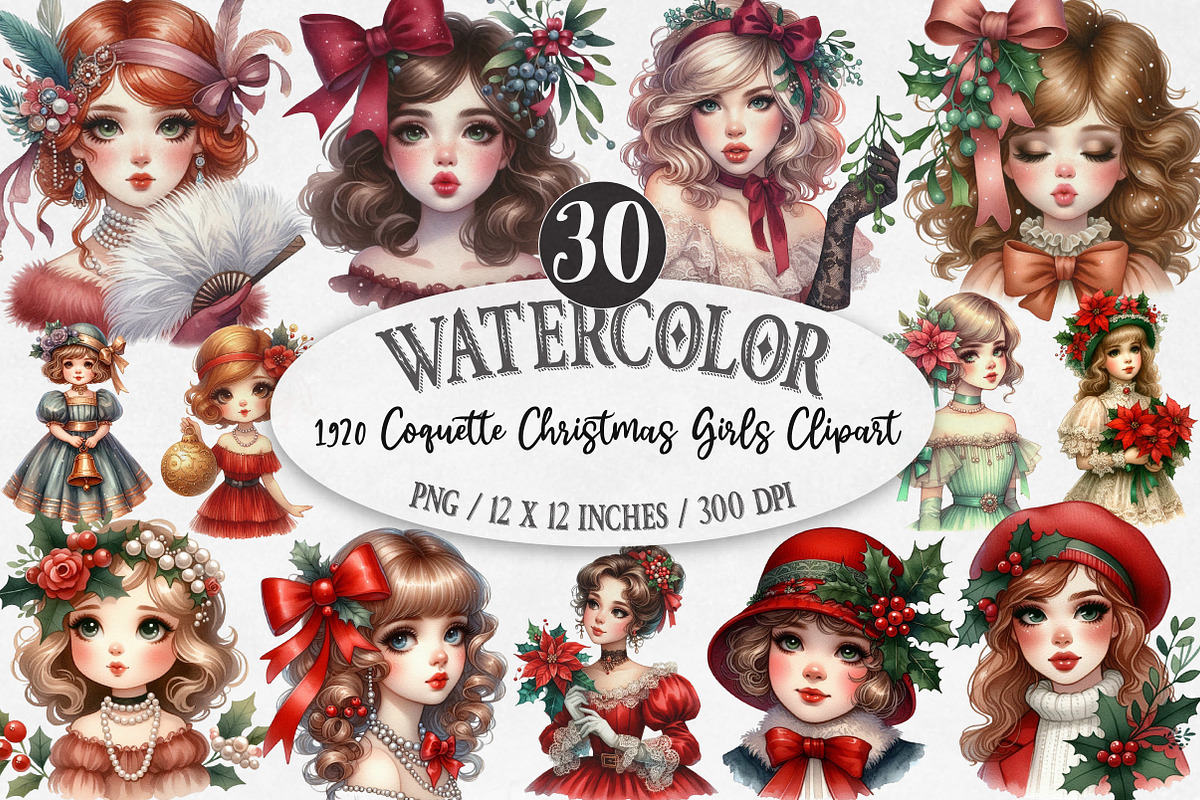 1920 Coquette Christmas Girls, an Illustration by Designking (Photo 1 of 5)