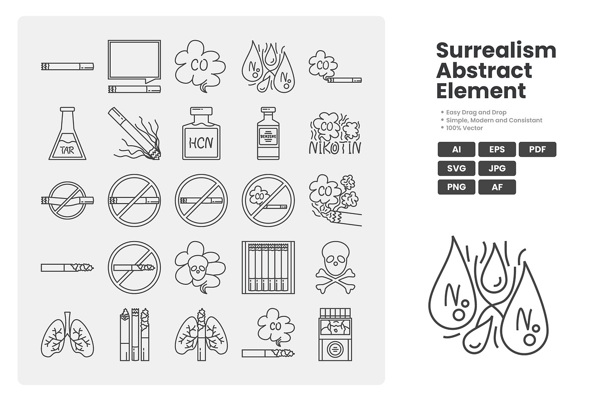 Dangers of Smoking Icon Pack, an Outline Icon by erifqizeicon (Photo 1 of 3)