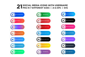 social media handles icons set