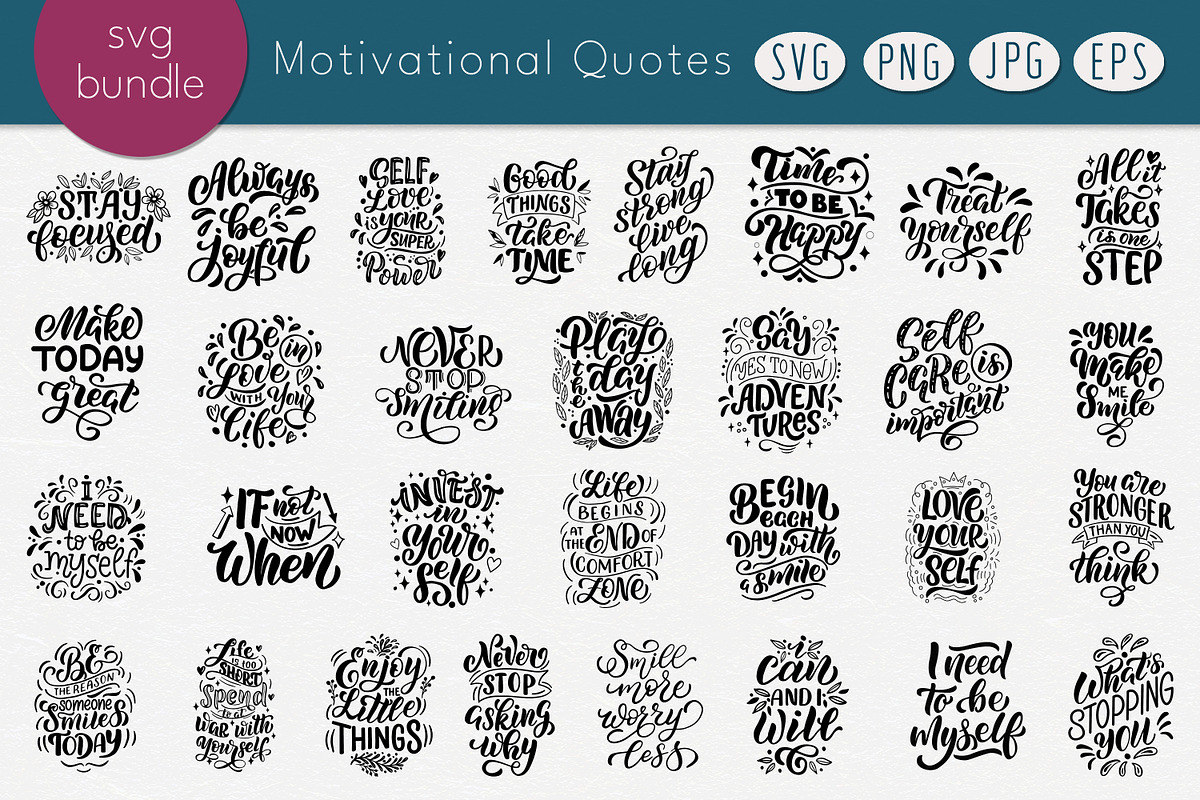 Motivational Lettering Quotes, an Object Graphic by rinaletters (Photo 1 of 5)