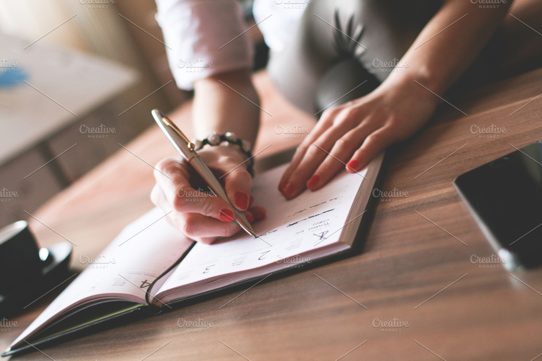 Writing In A Diary Stock Photo