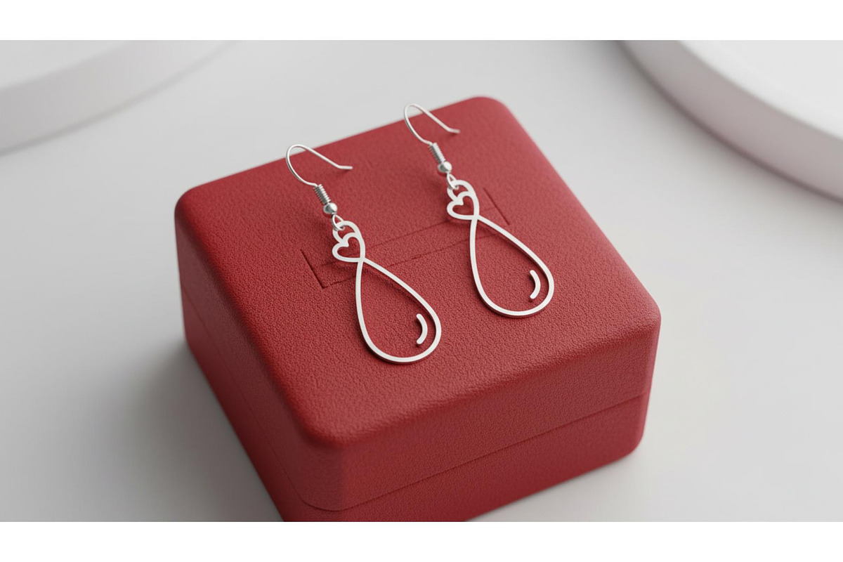 Elegant Heart Drop Earrings, an Object Graphic by Designer_Momina (Photo 4 of 4)