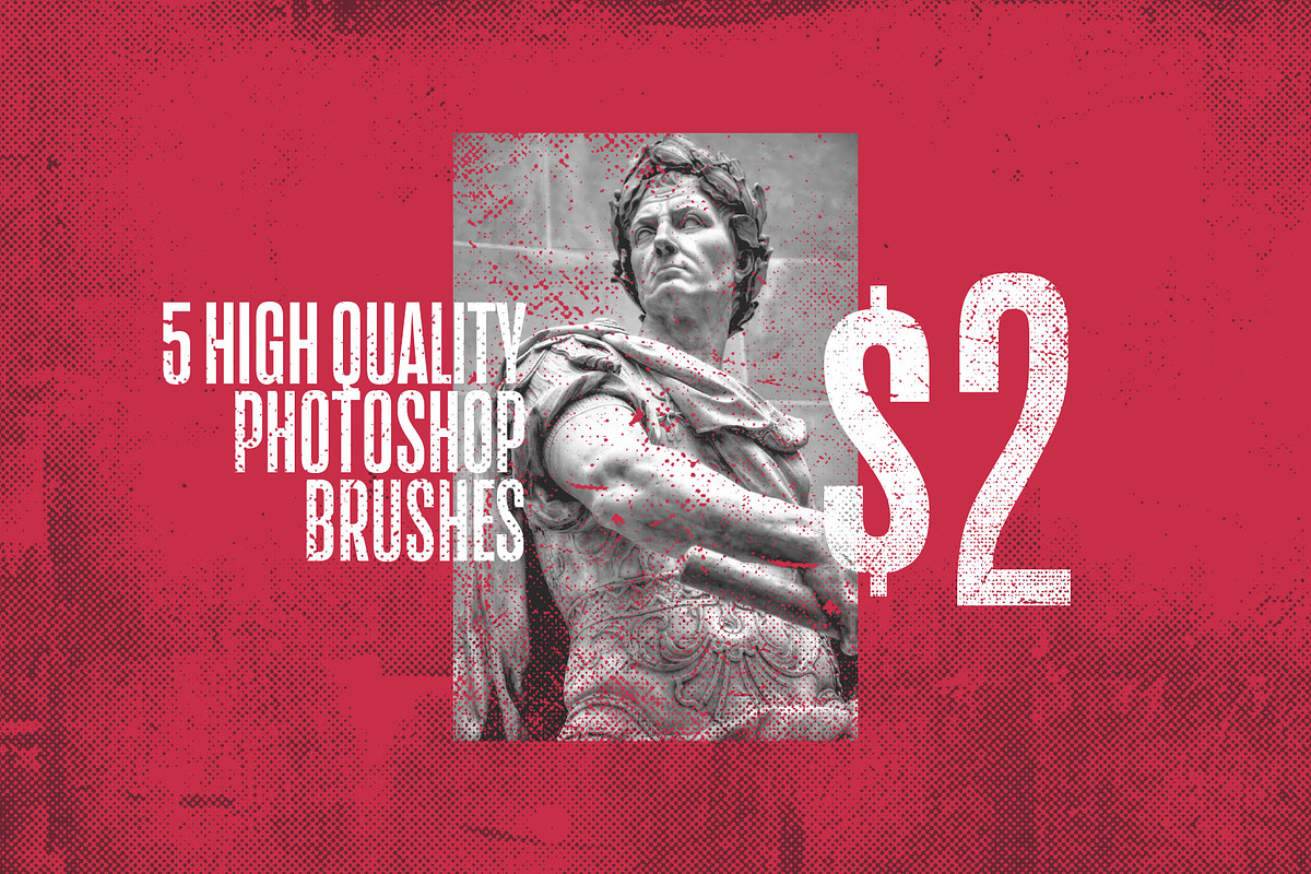5 Halftone Grunge Brushes + Action, a Brush Add-On by P-G-H (Photo 4 of 4)