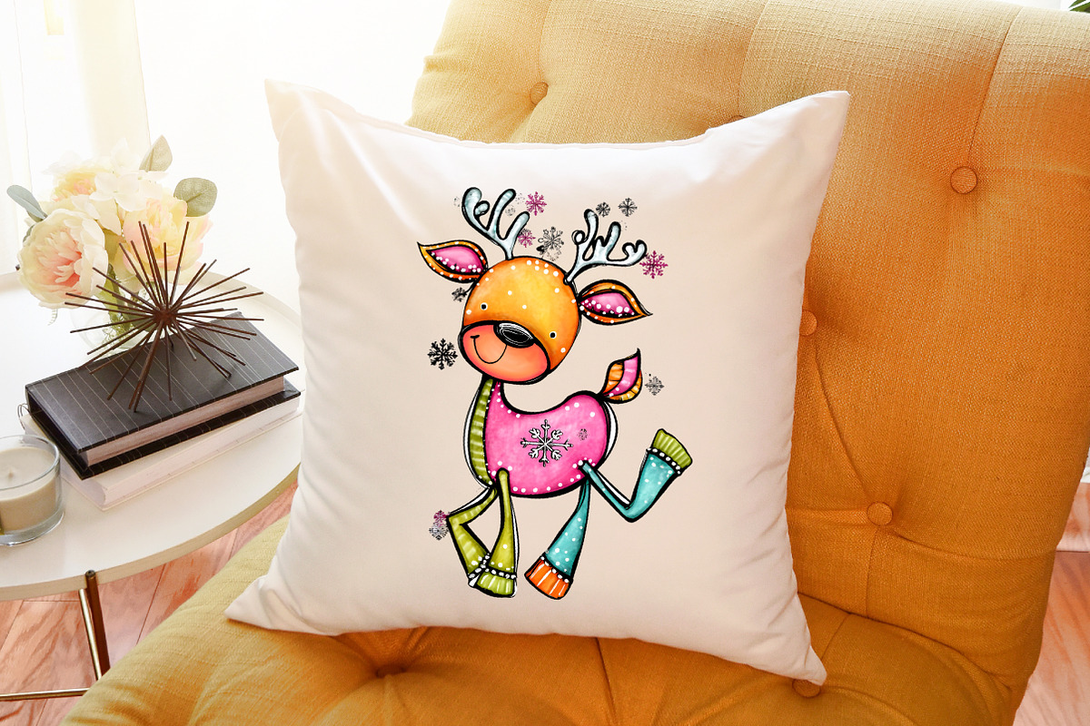 Whimsical Christmas Reindeer Clipart, an Illustration by Sublimation Artist (Photo 6 of 6)