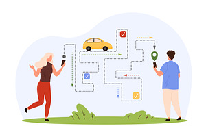 GPS navigation mobile app for car, an Object Illustration by Flashvector