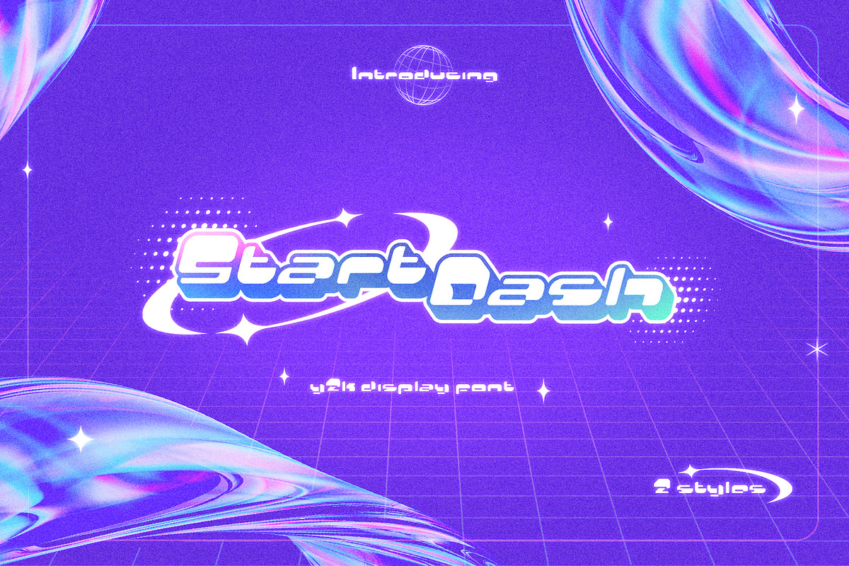 Start Dash - Y2K Display Font, a Sans Serif Font by tkzgraphic (Photo 1 of 7)
