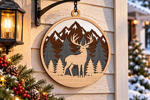 Deer in Forest Ornament SVG, an Object Graphic by Libby Wishes