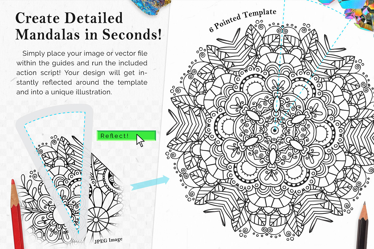 Vector Kaleidoscope for Adobe Ai preview 3