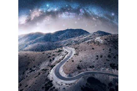 Milky Way arch and winding mountain