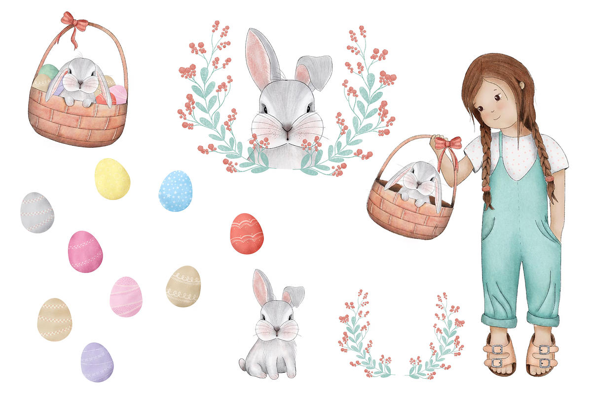 Happy Easter - Cliparts, an Illustration by Lolytop Studio (Photo 2 of 2)