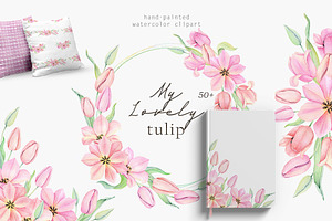 Watercolor tulip Flowers clipart