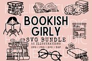 Bookish Girly SVG Illustrations, a Decorative Illustration by HalieKStudio (Thumbnail 1 of 9)