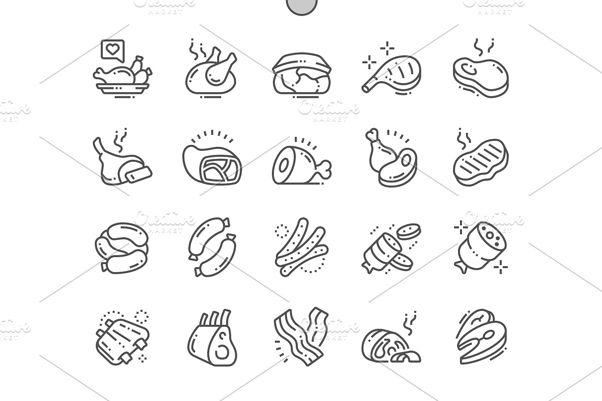 Meat 2 Line Icons, an Outline Icon by Palau