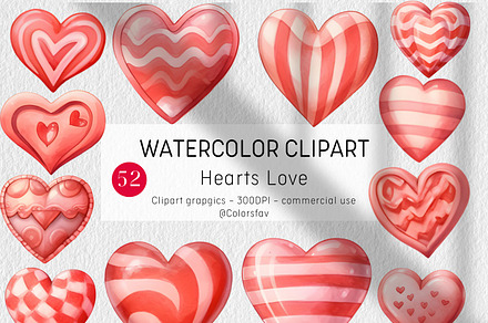 Valentine's day Hearts Watercolor