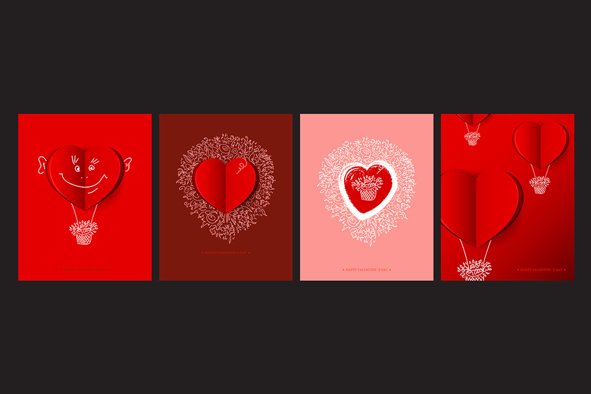 Valentine`s Day Greeting Cards, an Illustration by GalaStudio (Photo 4 of 5)