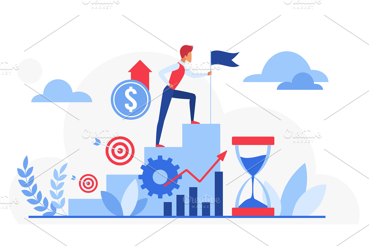 Business growth success strategy, a Finance Illustration by Lemberg Vector