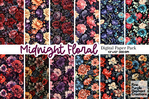 Dark Mystic Floral Digital Paper