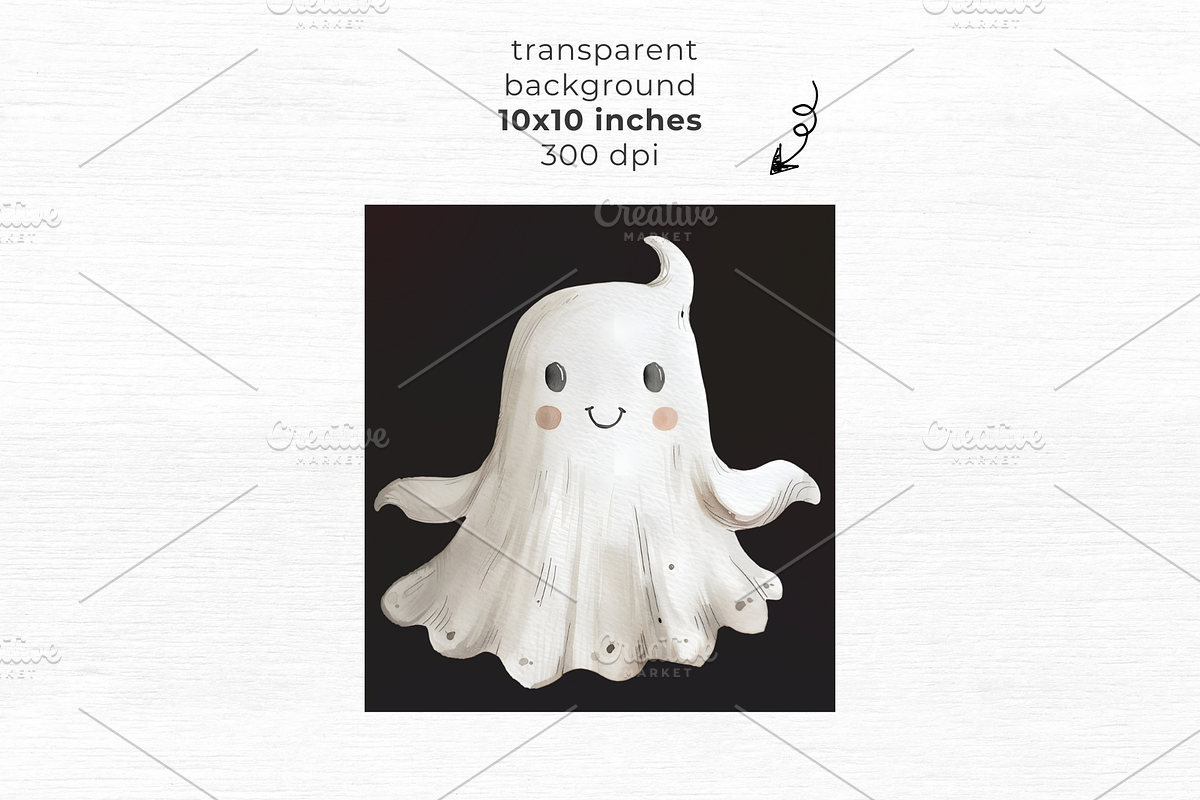 Cute Ghost Clipart, a Seasonal Illustration by EllyandLima (Photo 3 of 7)
