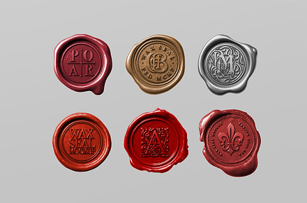 Wax Seal Mockup Set – 6 Stamps, a Product Mockup by Avelina Studio