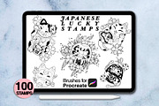 100 procreate Japanese lucky stamps, a Brush Add-On by Arts For Peace (Thumbnail 5 of 9)